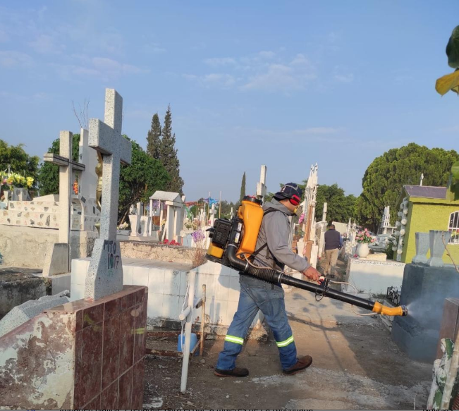 Fumigan panteones de Zamora para prevenir dengue, zika y chikungunya