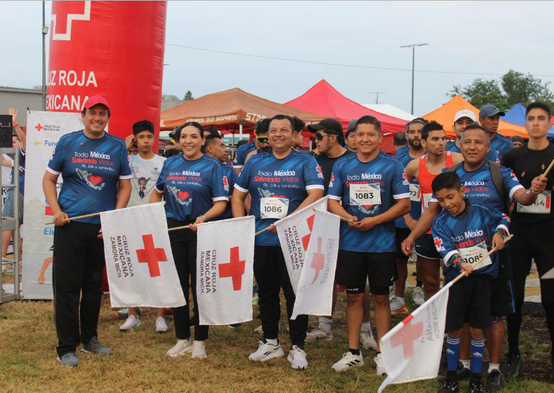 Sana convivencia y ambiente familiar se vivieron en la carrera “Todo México salvando vidas” de la Cruz Roja Zamora